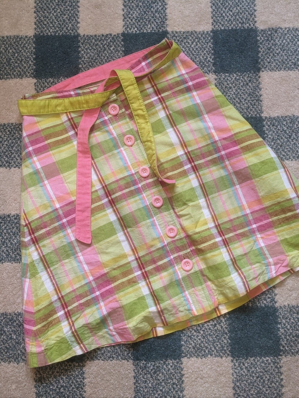 H&M Linen Cotton Blend A Line Colorful Flannel Print Skirt Size 4 - Picture 1 of 8